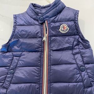 Moncler infant navy zip up puffer vest